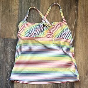 Lands’ End Rainbow Stripe Tankini Top Size 6 Swimwear